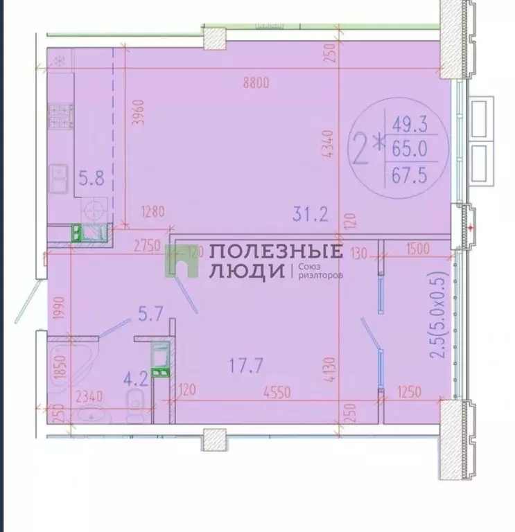 2-к кв. Краснодарский край, Краснодар ул. Имени 40-летия Победы, 33Г ... - Фото 1