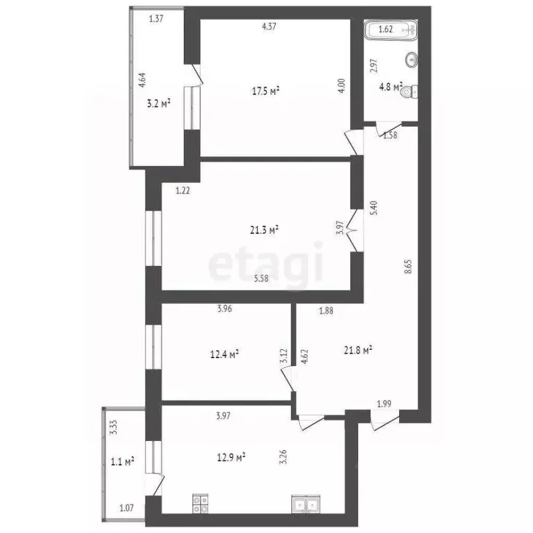 3-к кв. Краснодарский край, Геленджик Курзальная ул., 19 (93.3 м) - Фото 2