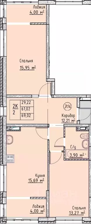 2-к кв. Ставропольский край, Ставрополь № 10 мкр, Квартал 204 жилой ... - Фото 0