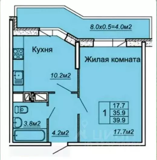 1-к кв. Краснодарский край, Краснодар Музыкальный мкр, ул. Имени ... - Фото 0