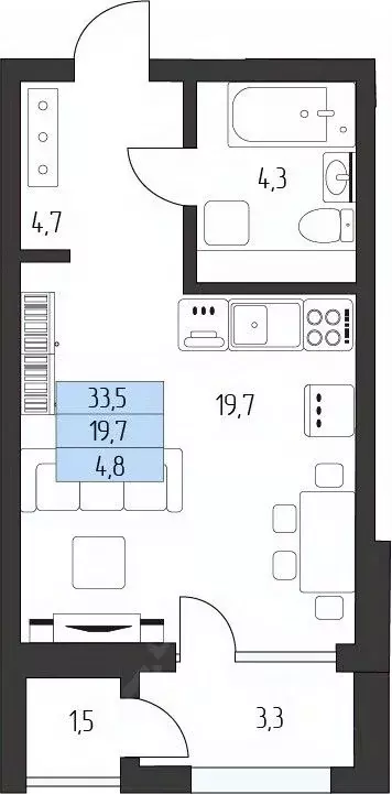 Студия Карачаево-Черкесия, Зеленчукский район, с. Архыз  (30.8 м) - Фото 1