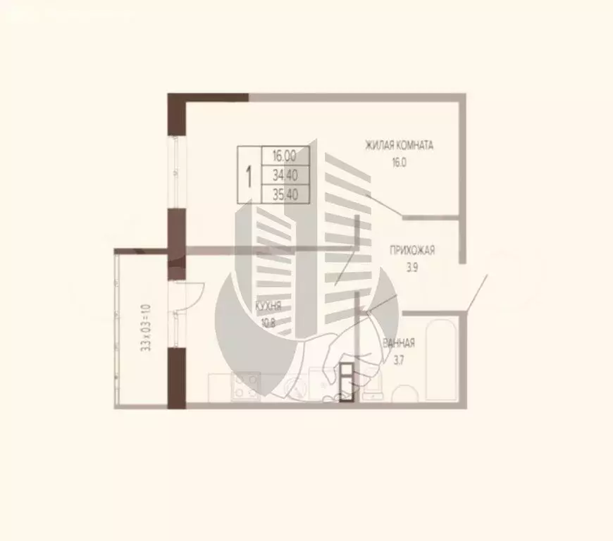 1-комнатная квартира: Краснодар, Круговая улица, 4/1к4 (35 м) - Фото 1