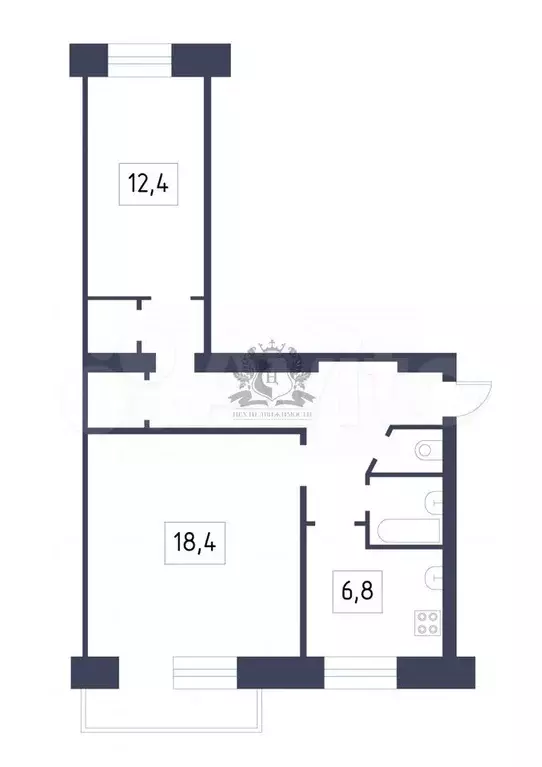 2-к. квартира, 51,1 м, 3/5 эт. - Фото 0