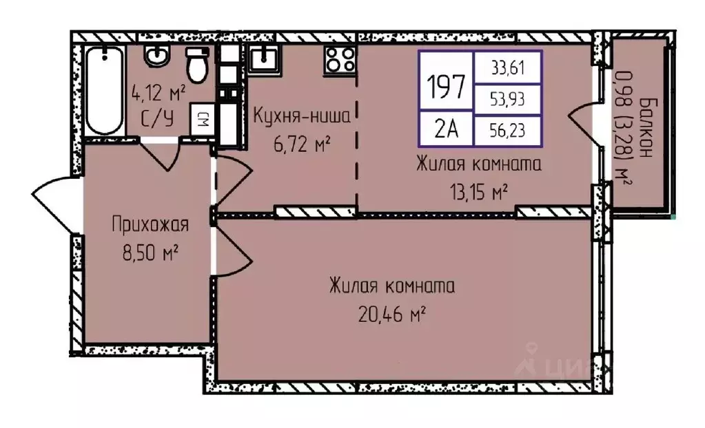 2-к кв. Удмуртия, Ижевск ул. Героя России Ильфата Закирова, 20А (56.39 ... - Фото 0