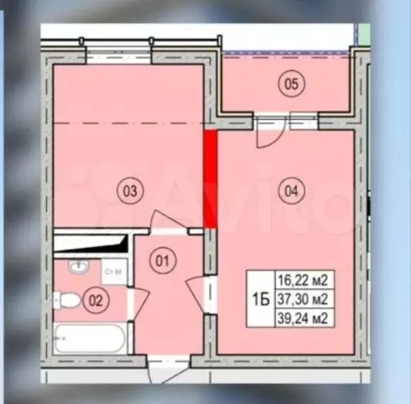 1-к. квартира, 39,2 м, 15/16 эт. - Фото 0