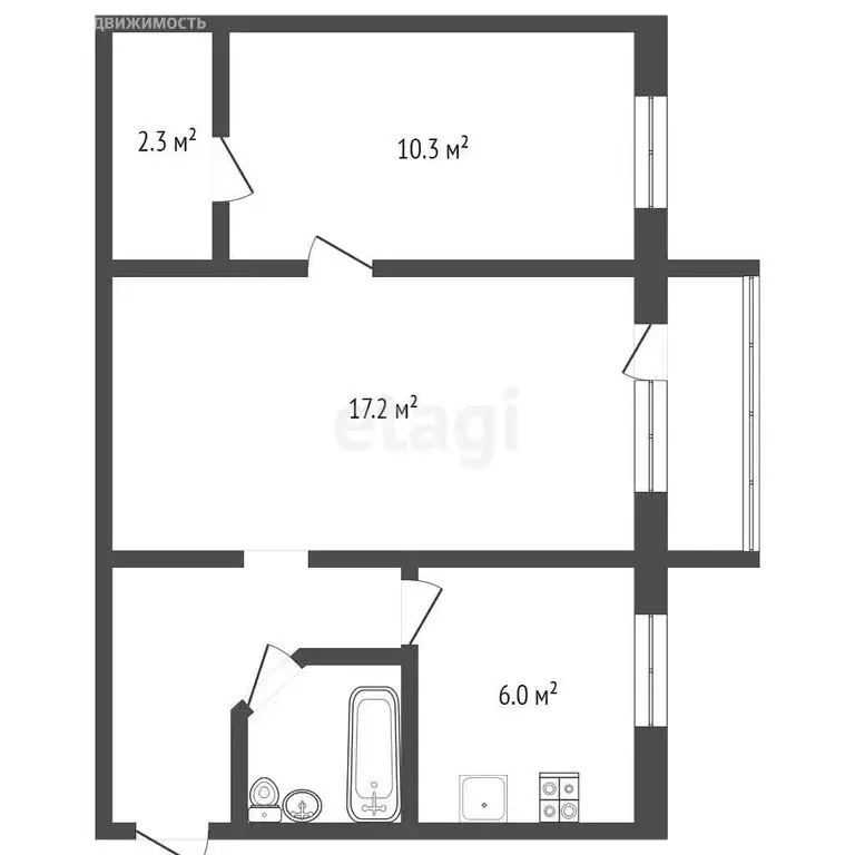 2-комнатная квартира: Юрга, Московская улица, 42 (43.5 м) - Фото 0