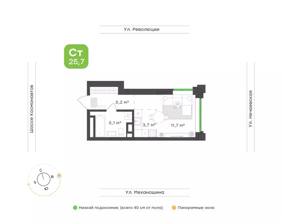 1-к кв. Пермский край, Пермь ул. Механошина, 16 (25.7 м) - Фото 1