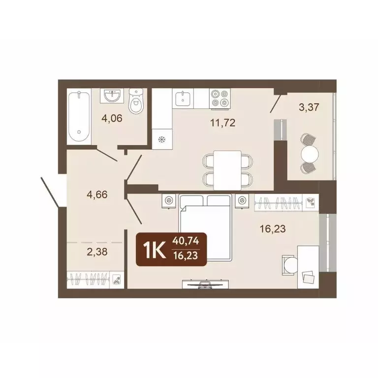 1-к кв. Кемеровская область, Кемерово 58В мкр, 1 (40.74 м) - Фото 1