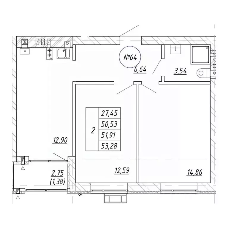 2-к кв. Калининградская область, Зеленоградск  (53.28 м) - Фото 1