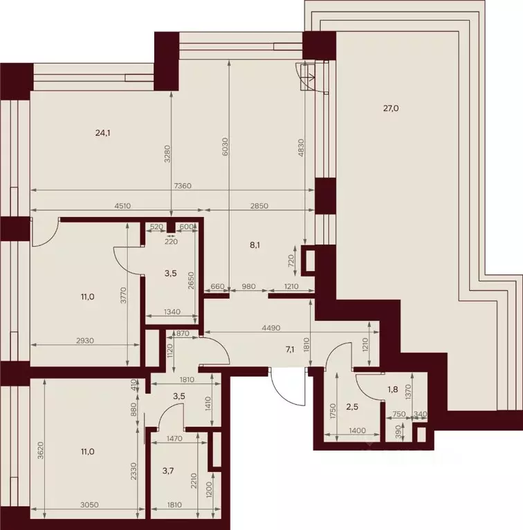 2-к кв. Москва ул. Серпуховский Вал, 7 (81.8 м) - Фото 1