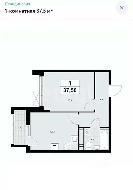 2-к кв. Москва Скандинавия жилой комплекс, ул. Эдварда Грига, 7 (37.5 ... - Фото 2