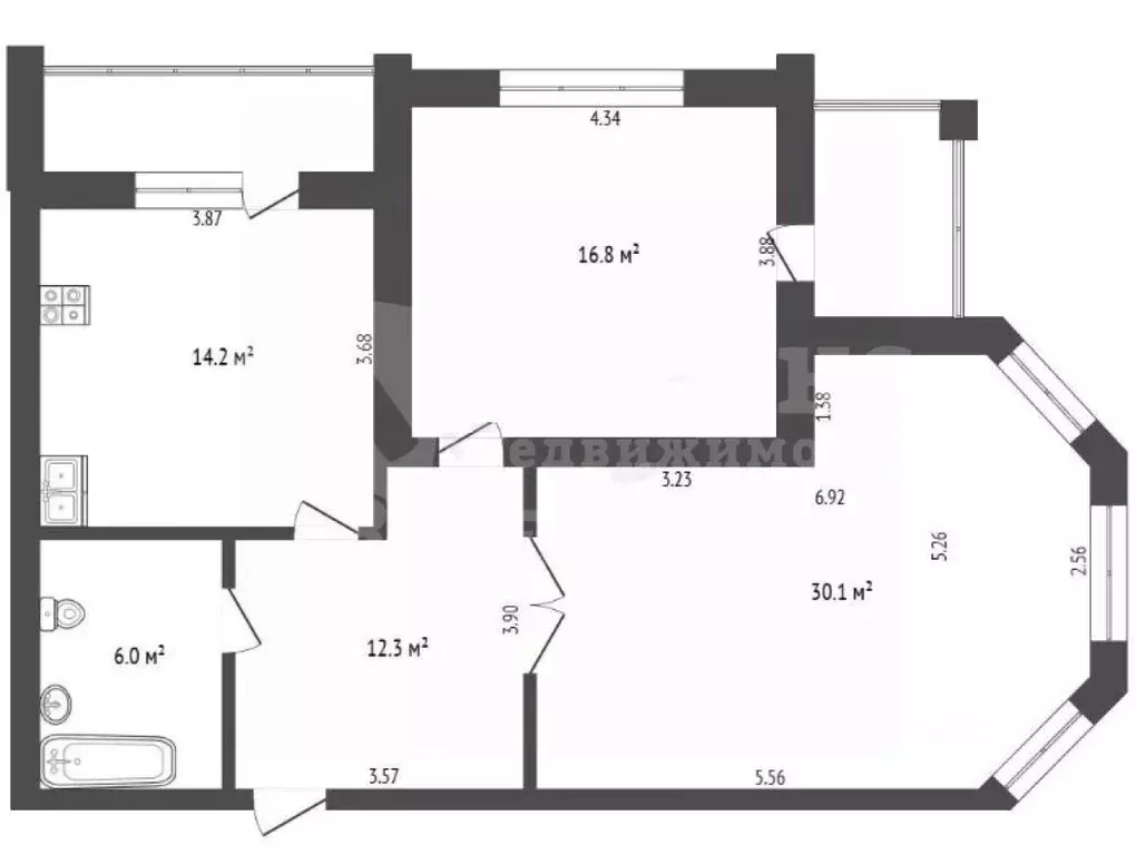 2-к кв. Тюменская область, Тюмень ул. Куйбышева, 25 (80.3 м) - Фото 2