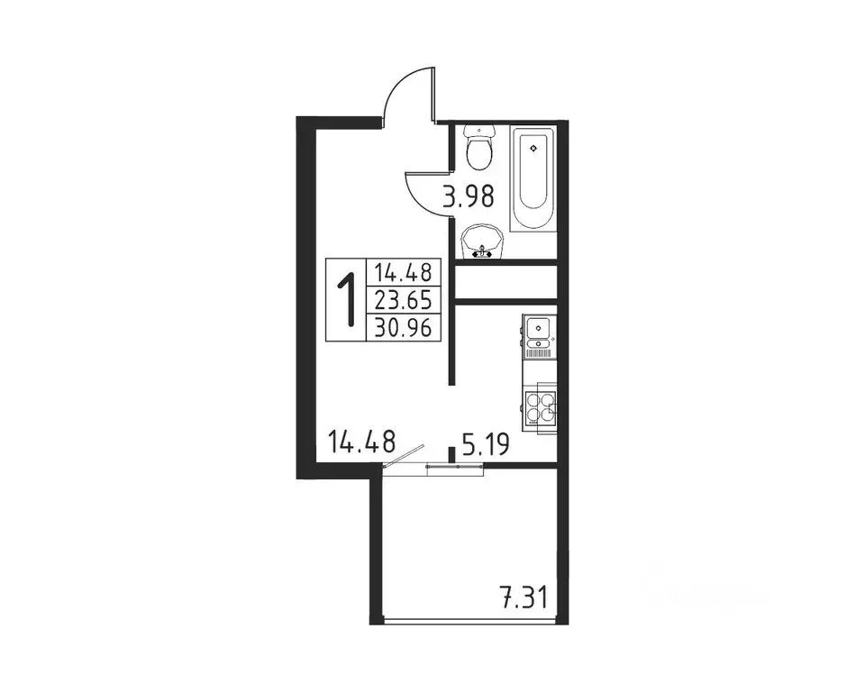 1-к кв. Крым, Черноморское пгт ул. Евпаторийская (30.96 м) - Фото 0