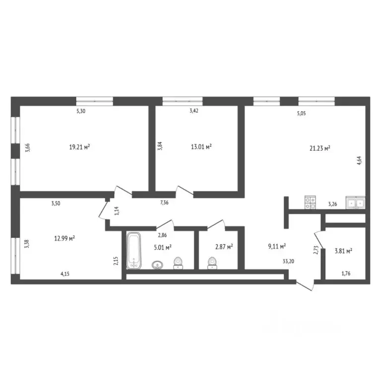 3-к кв. Тюменская область, Тюмень ул. Николая Машарова, 4 (93.6 м) - Фото 2