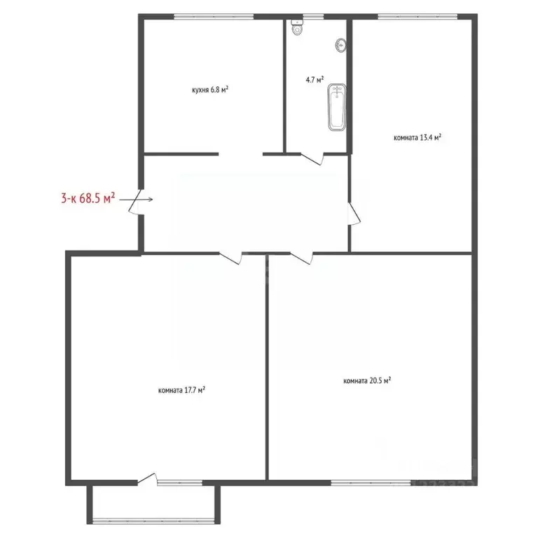 3-к кв. Свердловская область, Екатеринбург ул. Мира, 36 (68.5 м) - Фото 2