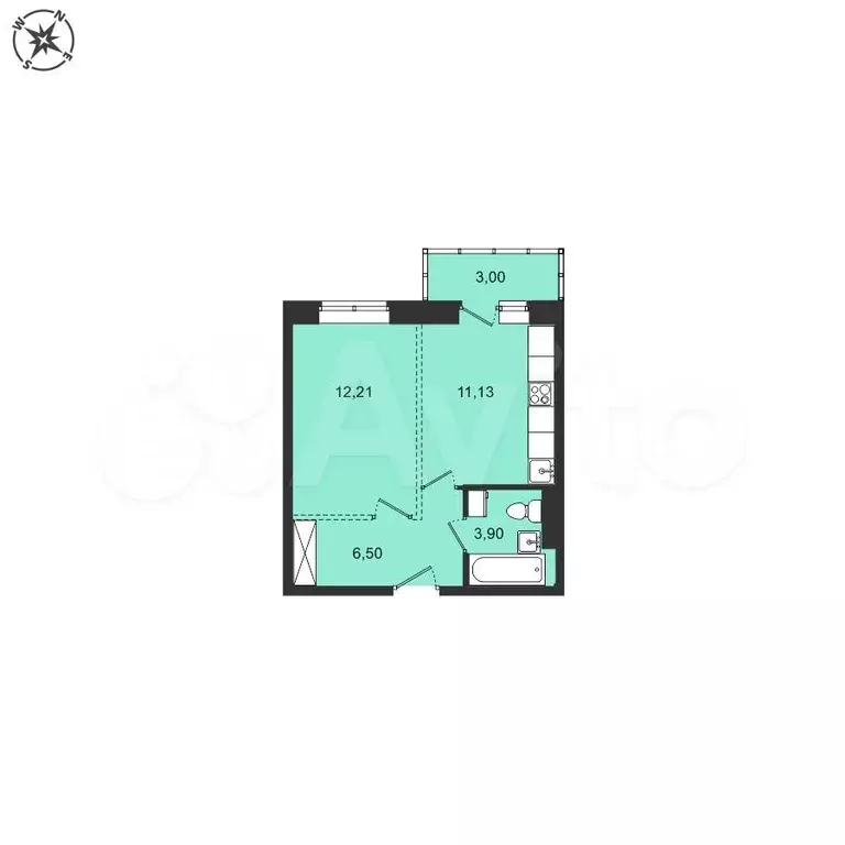 1-к. квартира, 36,7 м, 1/5 эт. - Фото 0