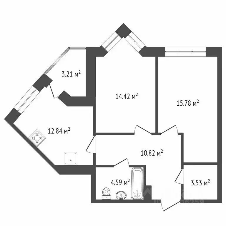 2-к кв. Красноярский край, Красноярск Октябрьская ул., 8А (61.3 м) - Фото 1