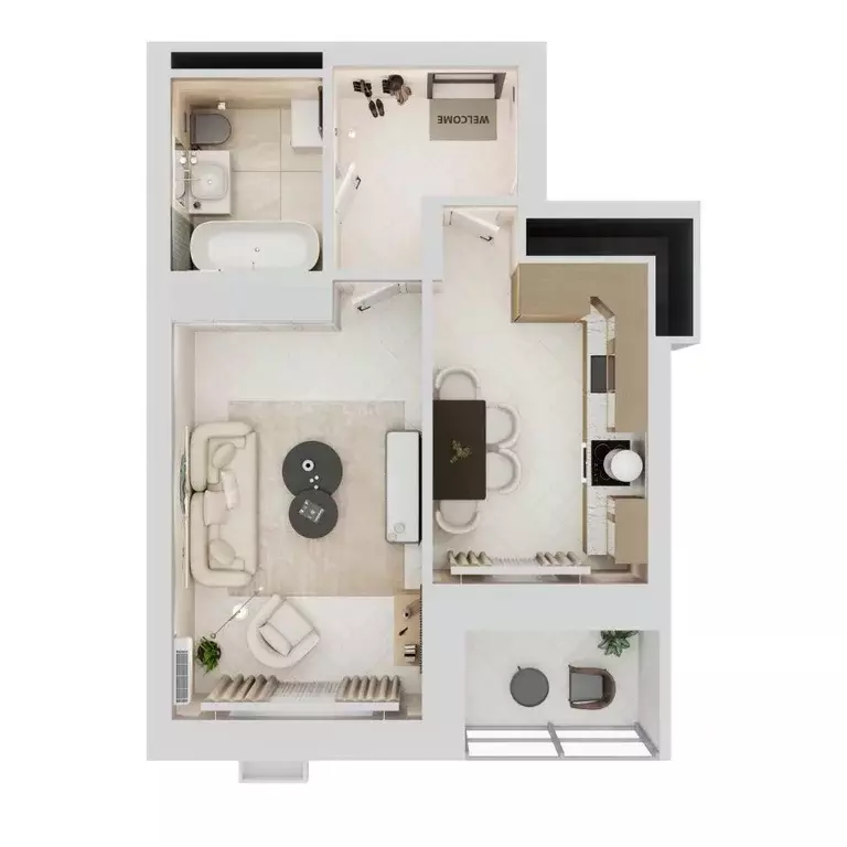 1-к кв. Татарстан, Набережные Челны пос. Чаллы Яр,  (39.07 м) - Фото 1