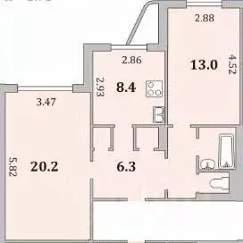 2-к кв. Мурманская область, Мурманск Скальная ул., 7 (56.1 м) - Фото 2