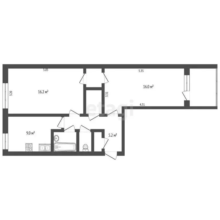 2-комнатная квартира: Ярославль, улица Ползунова, 4 (54 м) - Фото 0