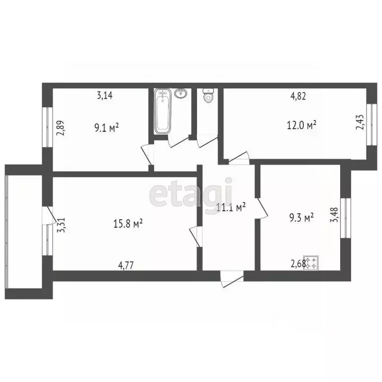3-к кв. Омская область, Омск Московка мкр, ул. 3-я Станционная, 71 ... - Фото 1