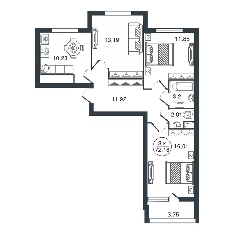 Продаётся 3-к квартира, 68.2 м - Фото 0