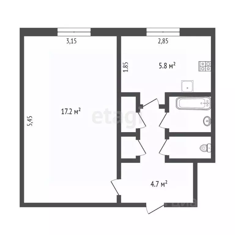 1-к кв. Ямало-Ненецкий АО, Новый Уренгой Юбилейная ул., 2 (31.2 м) - Фото 2