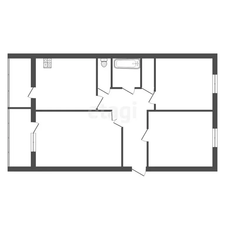 3-комнатная квартира: Троицк, посёлок Пятилетка, Новая улица, 14 (58.8 ... - Фото 1