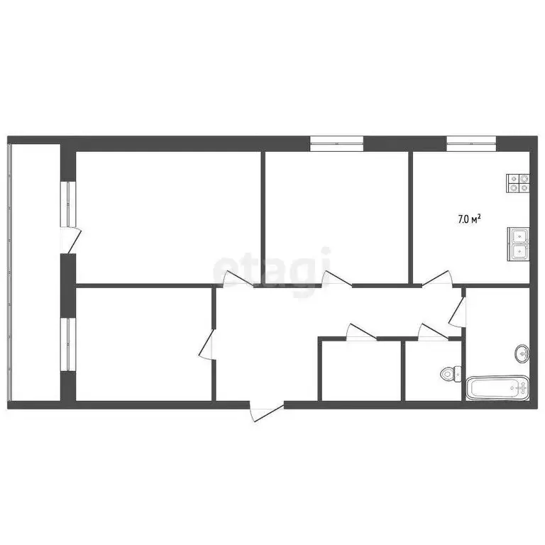 3-комнатная квартира: Алапаевск, улица Карла Либкнехта, 99 (59.3 м) - Фото 1