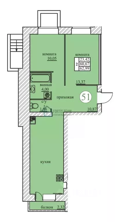 2-к кв. Ярославская область, Ярославский район, Заволжское с/пос, пос. ... - Фото 1