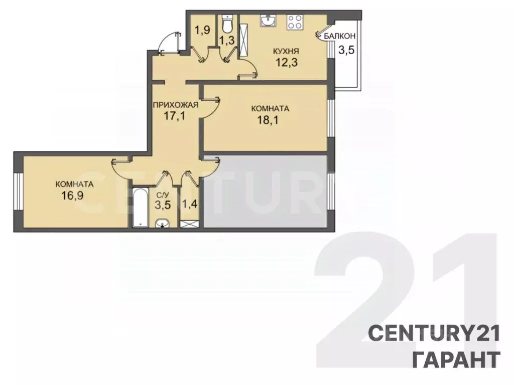 Комната Санкт-Петербург просп. Героев, 26к2 (35.0 м) - Фото 1