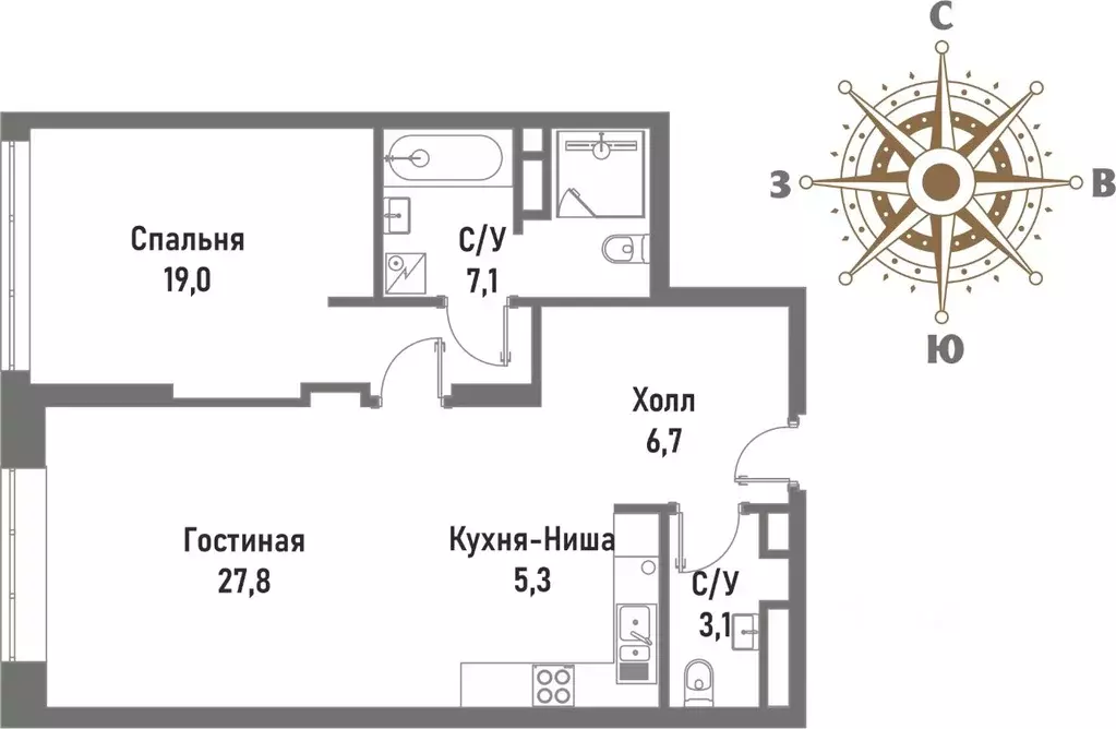 2-к кв. Москва Рубцовско-Дворцовая ул., 4 (69.0 м) - Фото 0