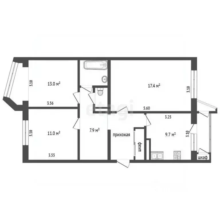 3-к кв. Камчатский край, Петропавловск-Камчатский Орбитальный проезд, ... - Фото 2