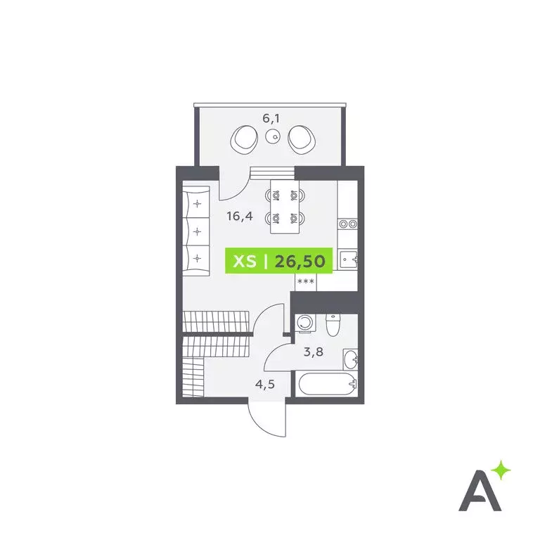 Квартира-студия: Кудрово, Солнечная улица, 4 (26.5 м) - Фото 0
