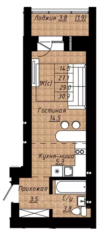 Студия Алтайский край, Барнаул тракт Павловский, 196 к1 (29.0 м) - Фото 0