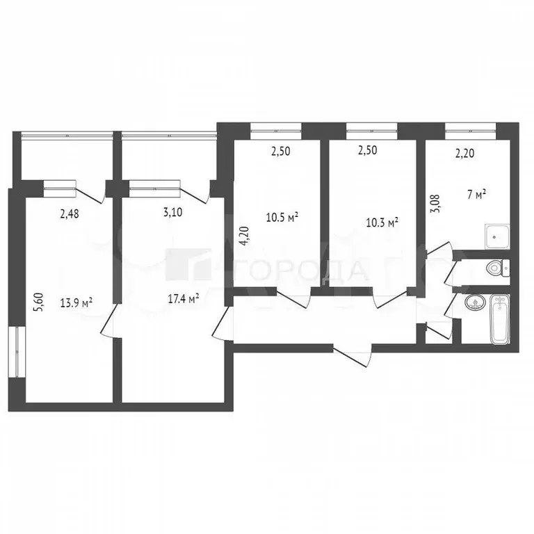 4-к. квартира, 75 м, 1/9 эт. - Фото 0