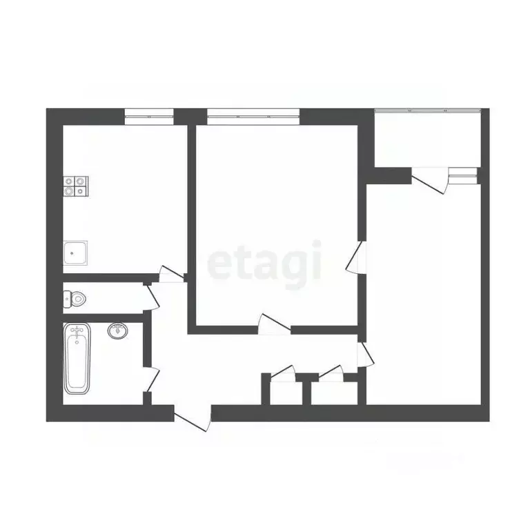 2-к кв. Томская область, Томск ул. Сергея Лазо, 20 (50.0 м) - Фото 2