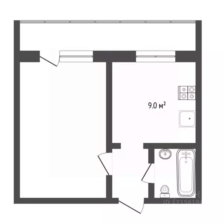 1-к кв. Тюменская область, Тюмень Олимпийская ул., 12 (30.1 м) - Фото 2