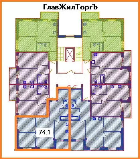 3-к. квартира, 74,1 м, 1/8 эт. - Фото 1