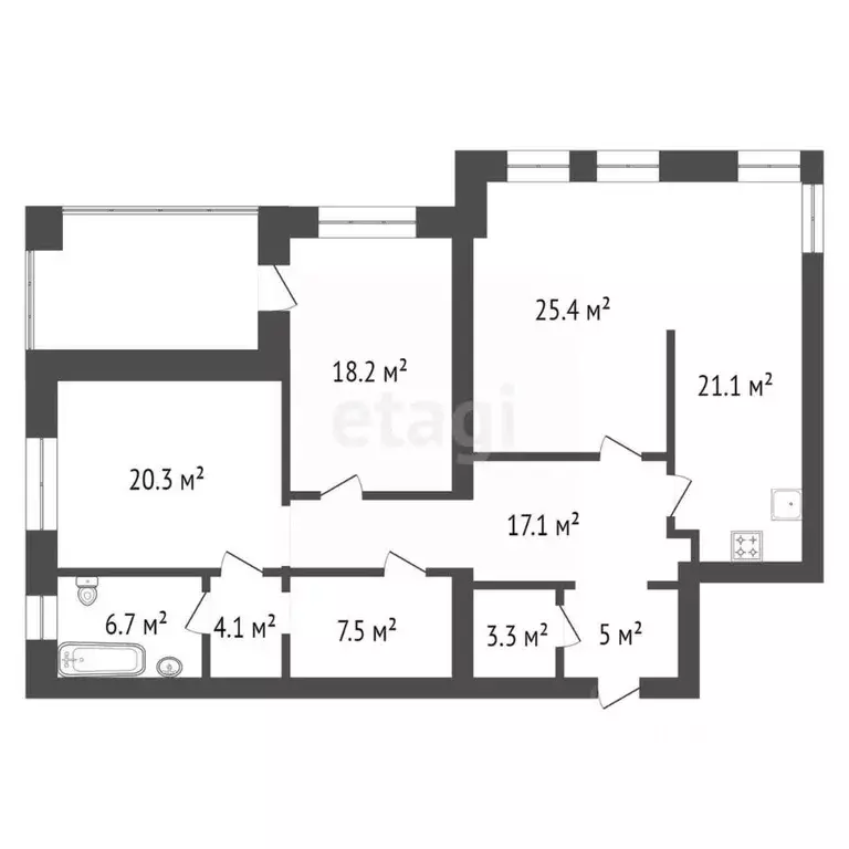 3-к кв. Красноярский край, Красноярск ул. Баумана, 5 (128.7 м) - Фото 2