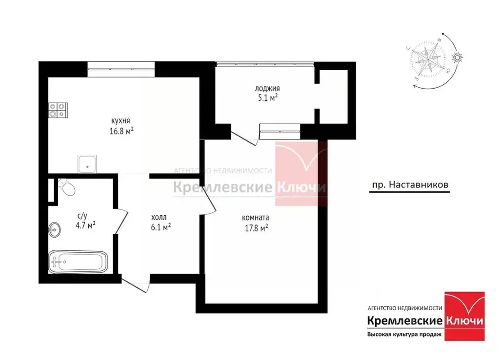 1-к кв. Санкт-Петербург просп. Наставников, 36к1 (39.3 м) - Фото 1
