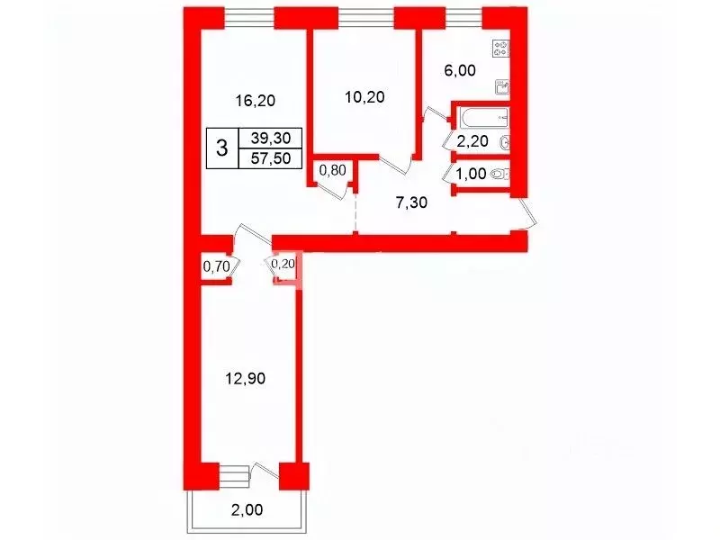 3-к кв. Санкт-Петербург просп. Ветеранов, 43 (57.5 м) - Фото 1