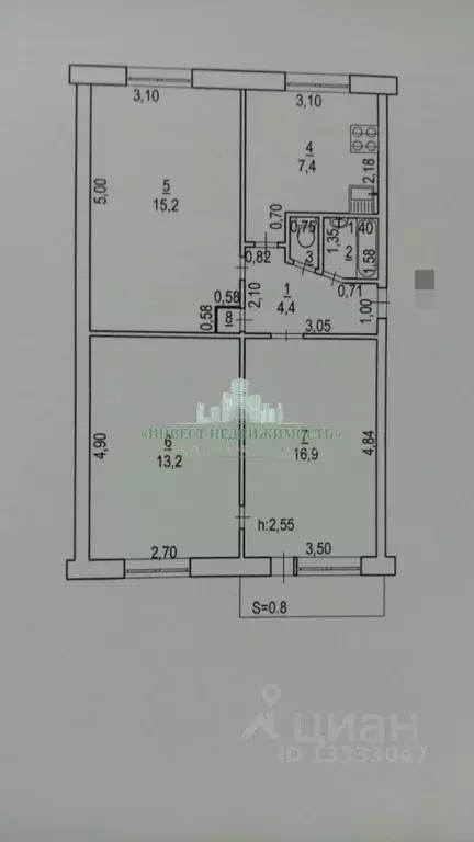 3-к кв. Брянская область, Клинцы ул. Ворошилова, 58 (60.5 м) - Фото 1