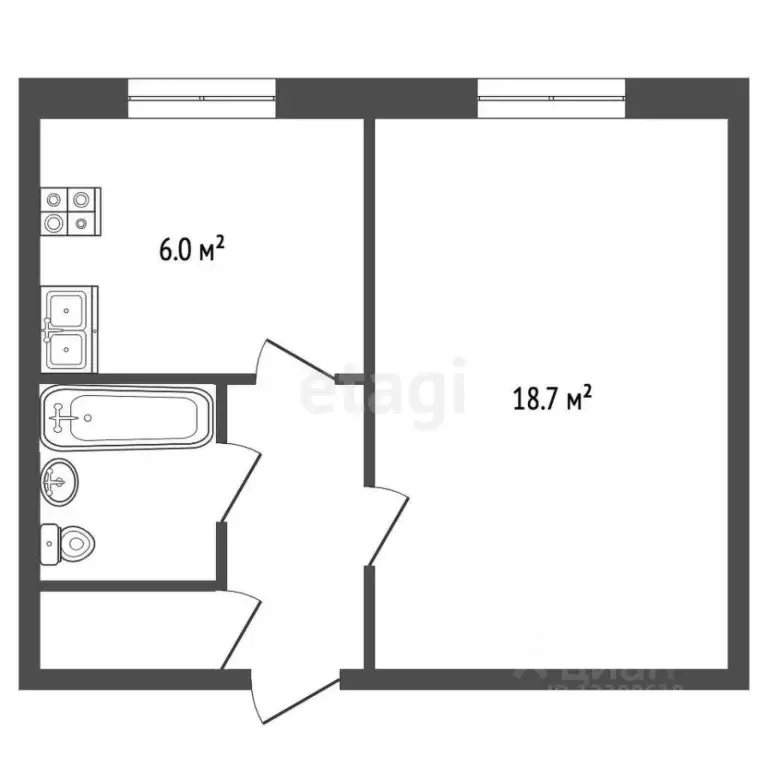 1-к кв. Омская область, Омск Заозерный мкр, ул. Глинки, 3 (30.0 м) - Фото 2