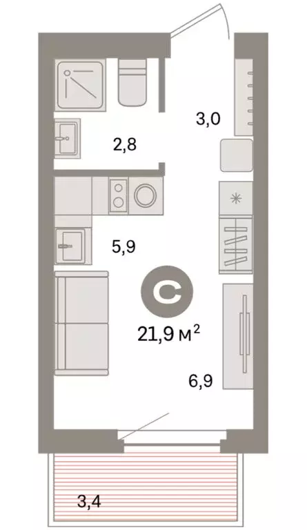 Квартира-студия: Екатеринбург, жилой район Сортировочный, микрорайон ... - Фото 2