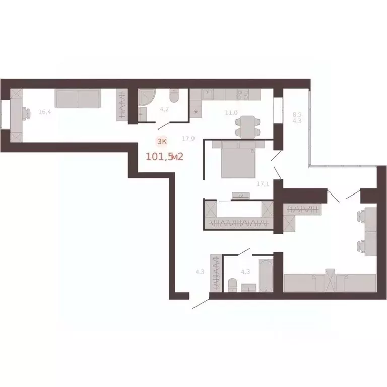 3-к кв. Алтайский край, Новоалтайск ул. Южсиба, 52А (101.5 м) - Фото 1
