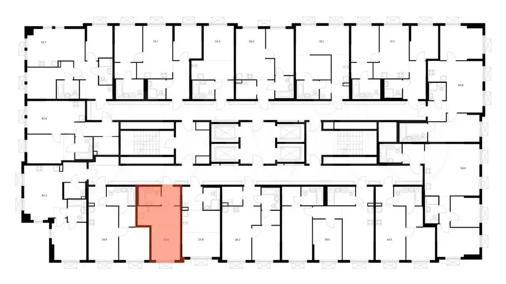 Квартира-студия, 23,6 м, 13/25 эт. - Фото 1