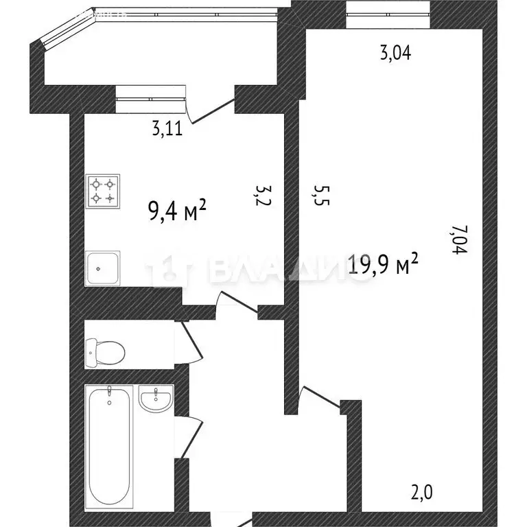 1-комнатная квартира: Белгород, улица Пушкина, 12 (37.7 м) - Фото 1