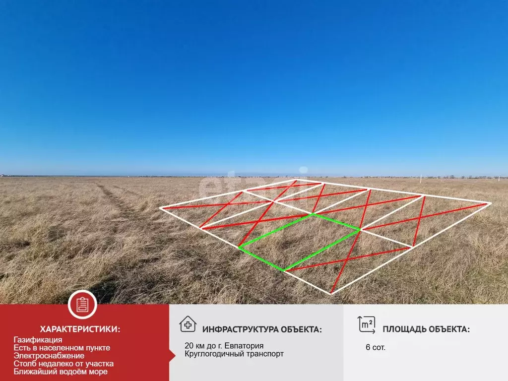 Участок в Крым, Сакский район, Молочненское с/пос, с. Витино  (6.14 ... - Фото 1