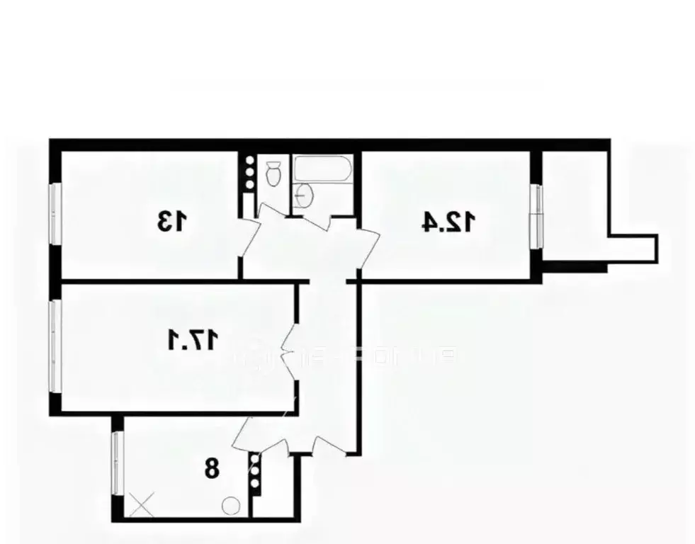 3-к кв. Челябинская область, Челябинск ул. Кузнецова, 15 (66.0 м) - Фото 2